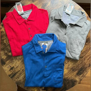 BUNDLE: 3- Eddie Bauer mens classic fit pocket polo shirt. Size: M.